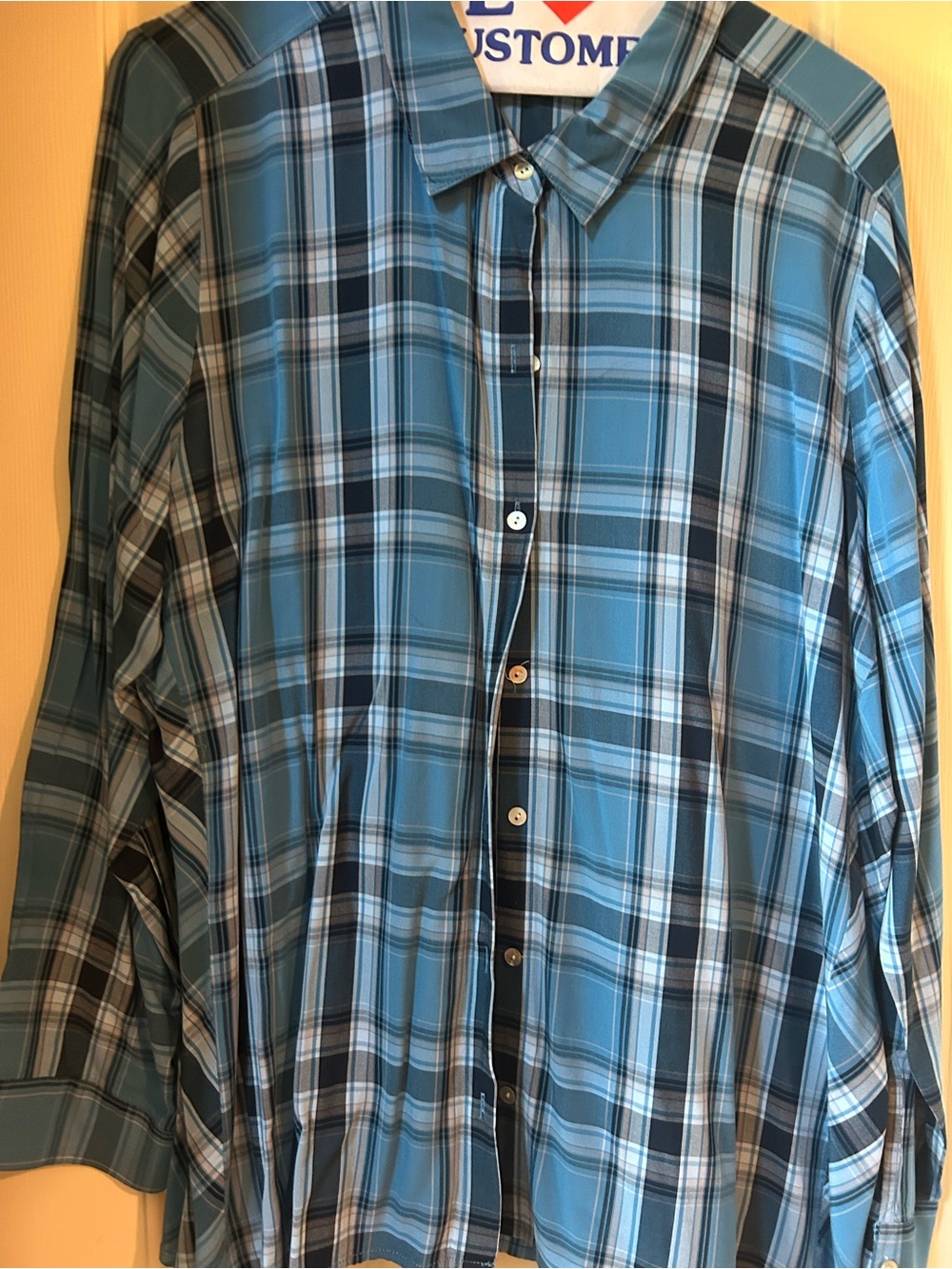 J Jill Blue Plaid Long Sleeve Shirt XL EUC